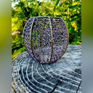 Purple Beaded Candle Holder